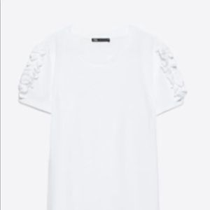 Zara white ruffle t-shirt.